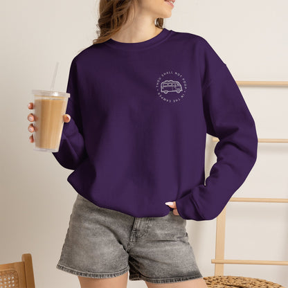 Cozy Camper Crewneck Sweatshirt — Van Life Humour Chest Graphic