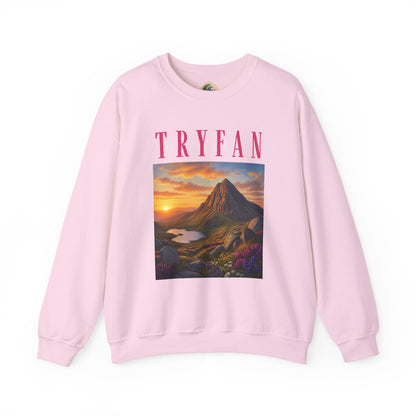 Tryfan Mountain Sweatshirt — Scenic Snowdonia Sunset Landscape Crewneck