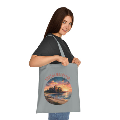Northumberland Castle Sunset Tote Bag — Scenic Coastal Cotton Tote