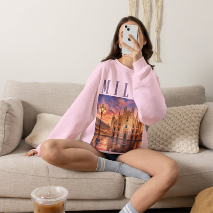 Milan Cathedral Crewneck Sweatshirt – Vintage Travel Cityscape