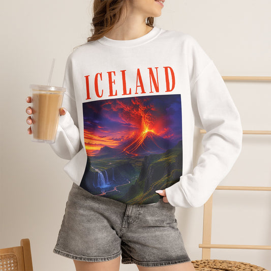Iceland Scenic Sweatshirt — Volcanic Sunset Landscape Crewneck