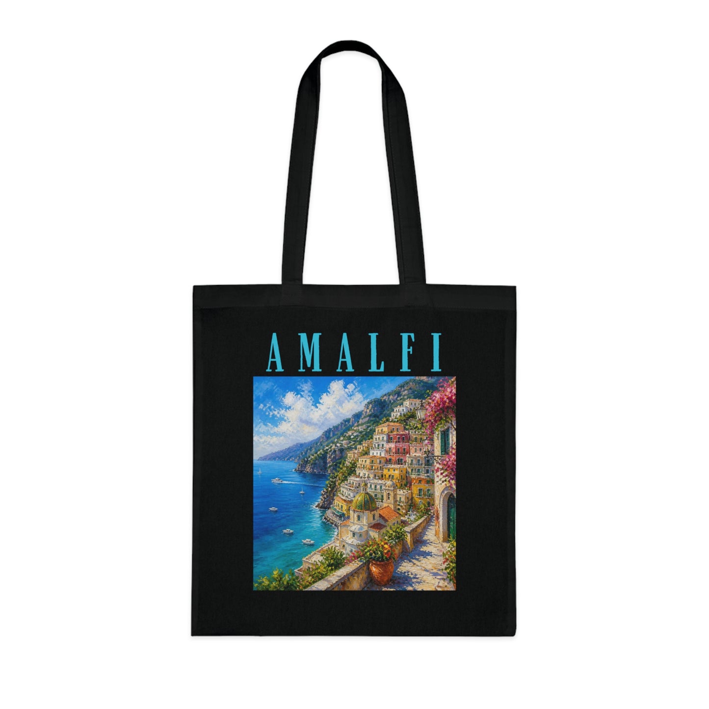 Amalfi Coast Cotton Tote Bag — Scenic Italy Travel Beach Market Tote