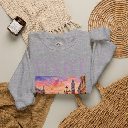 Venice Sunset Crewneck Sweatshirt — Vintage Canal Travel Graphic