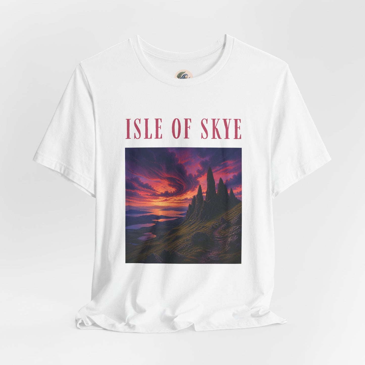 Isle of Skye Scenic Tee — Sunset Landscape Graphic T-Shirt