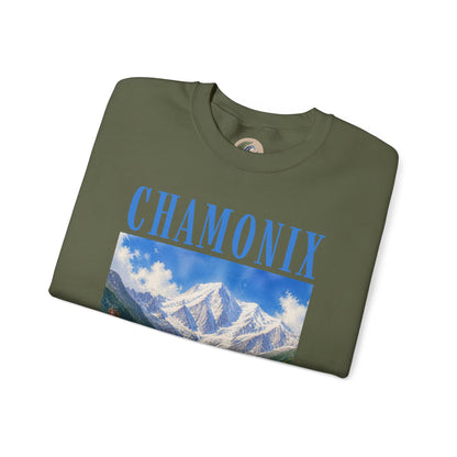 Chamonix Mountain Crewneck Sweatshirt — Alpine Scenic Graphic
