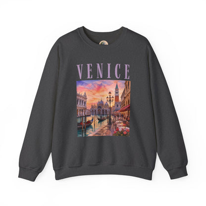 Venice Sunset Crewneck Sweatshirt — Vintage Canal Travel Graphic