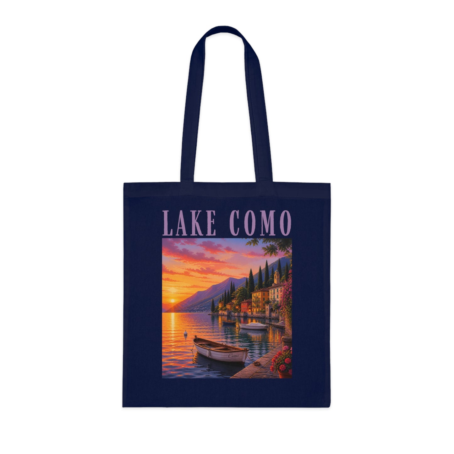 Lake Como Sunset Tote Bag — Italian Lakeside Travel Cotton Tote