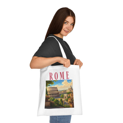 Rome Vintage Travel Tote Bag – Scenic Colosseum Cotton Shopper