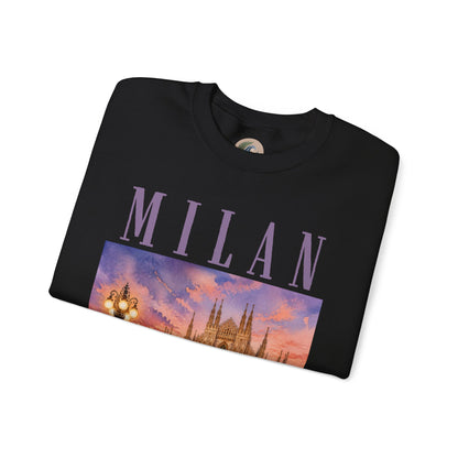 Milan Cathedral Crewneck Sweatshirt – Vintage Travel Cityscape