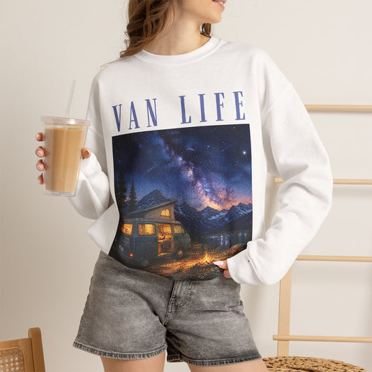 Van Life Sweatshirt – Cozy Camper Night Sky Crewneck