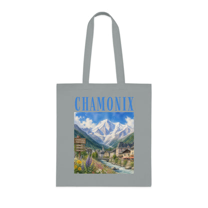 Chamonix Scenic Cotton Tote Bag — Vintage Alpine Village Print