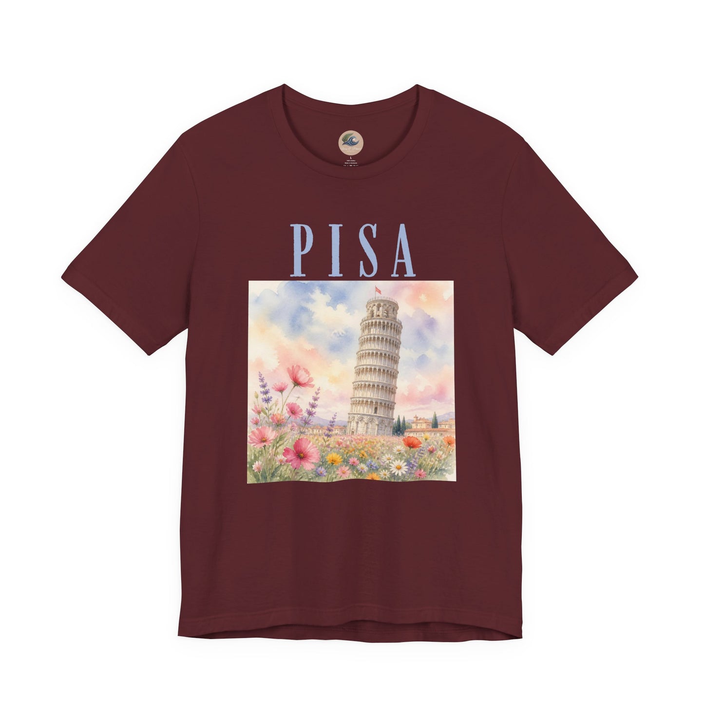 Pisa Floral Illustration T‑Shirt — Leaning Tower Travel Tee