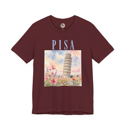 Pisa Floral Illustration T‑Shirt — Leaning Tower Travel Tee