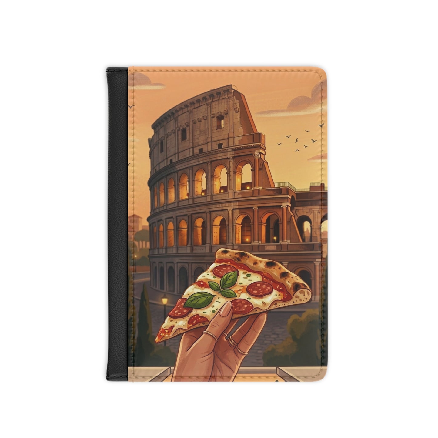 Italy Travel Passport Cover – Colosseum & Pizza Design