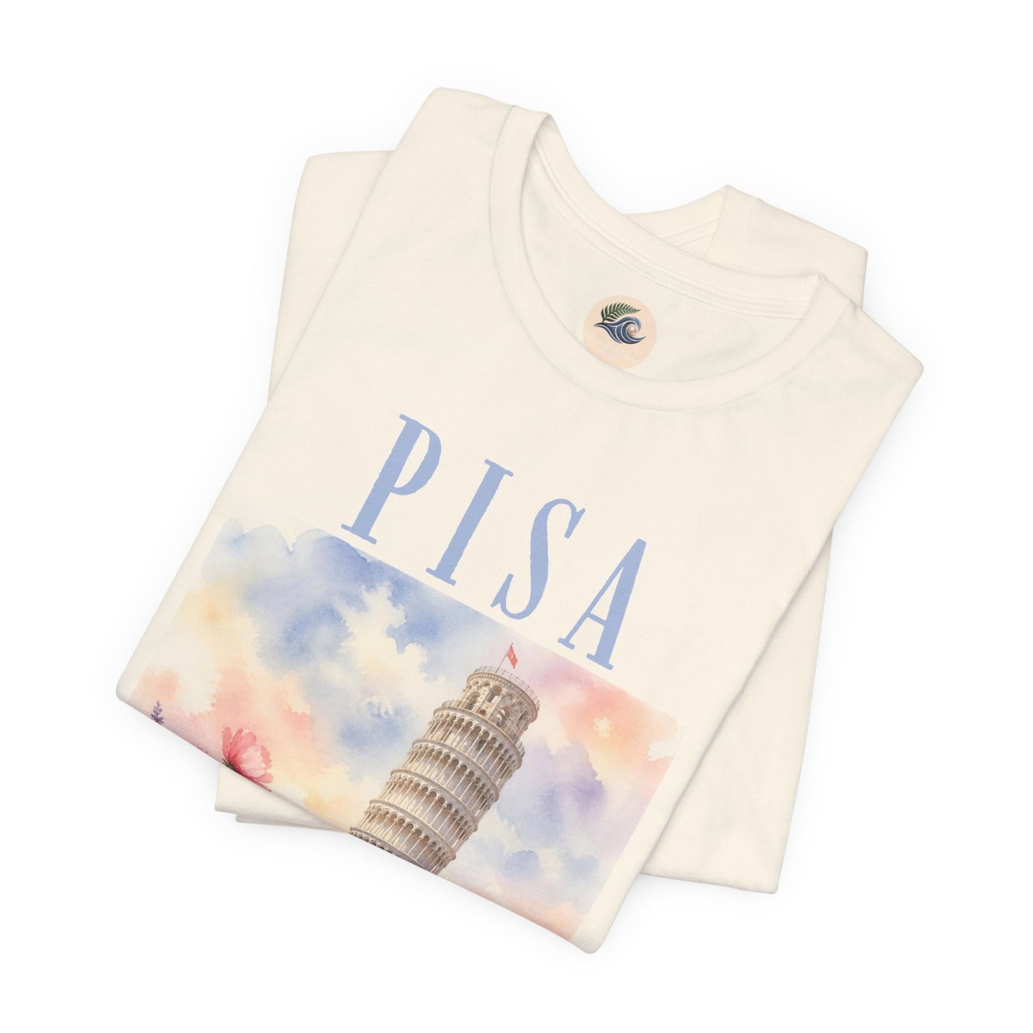 Pisa Floral Illustration T‑Shirt — Leaning Tower Travel Tee