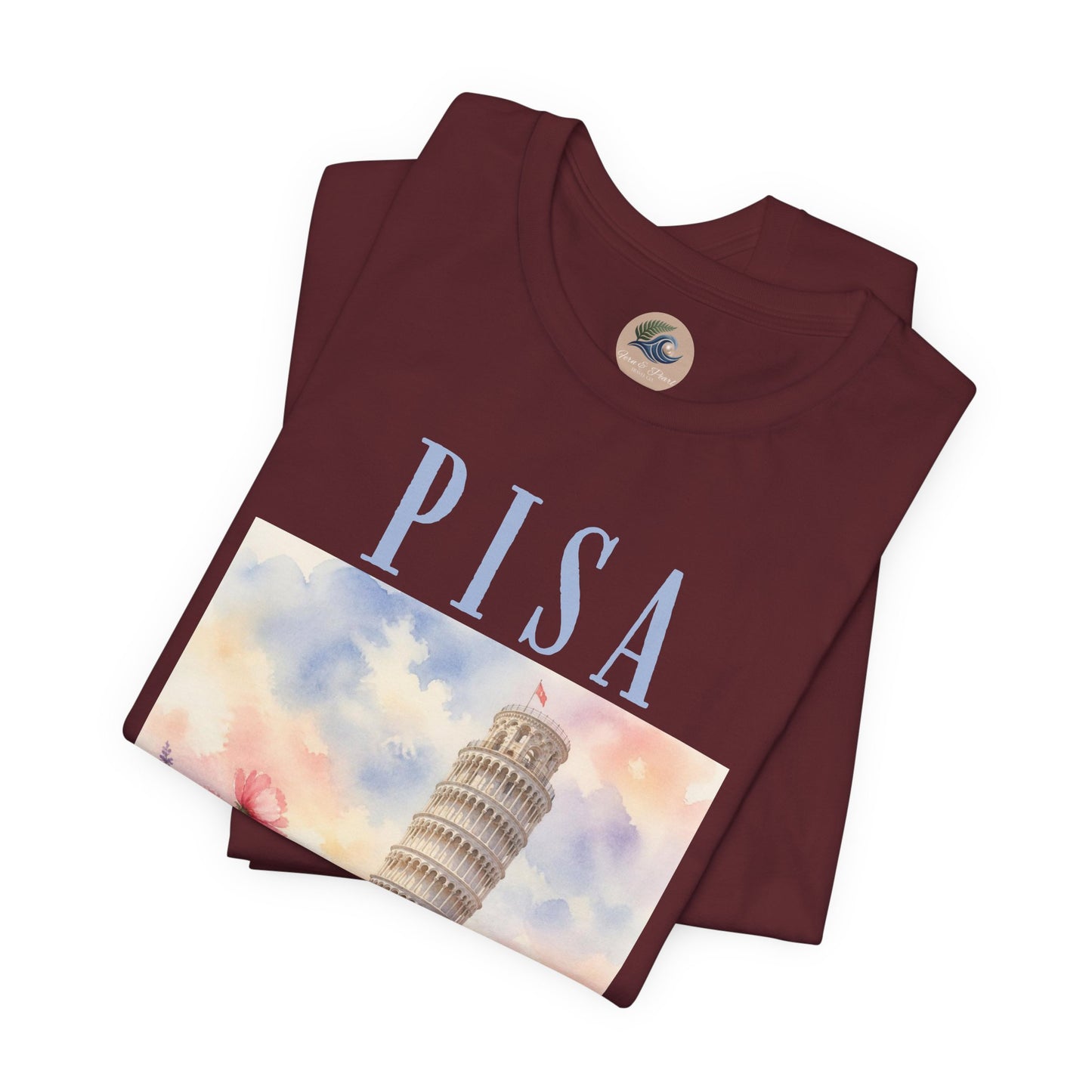 Pisa Floral Illustration T‑Shirt — Leaning Tower Travel Tee