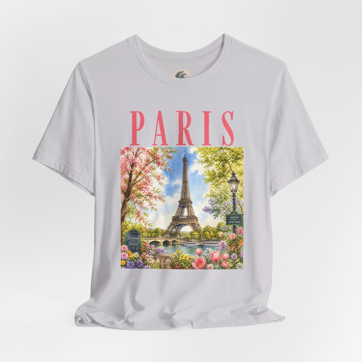 Paris Floral Eiffel Tower Tee — Vintage Romantic France T-Shirt