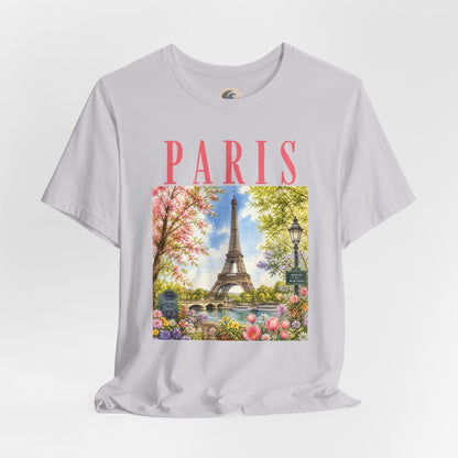 Paris Floral Eiffel Tower Tee — Vintage Romantic France T-Shirt