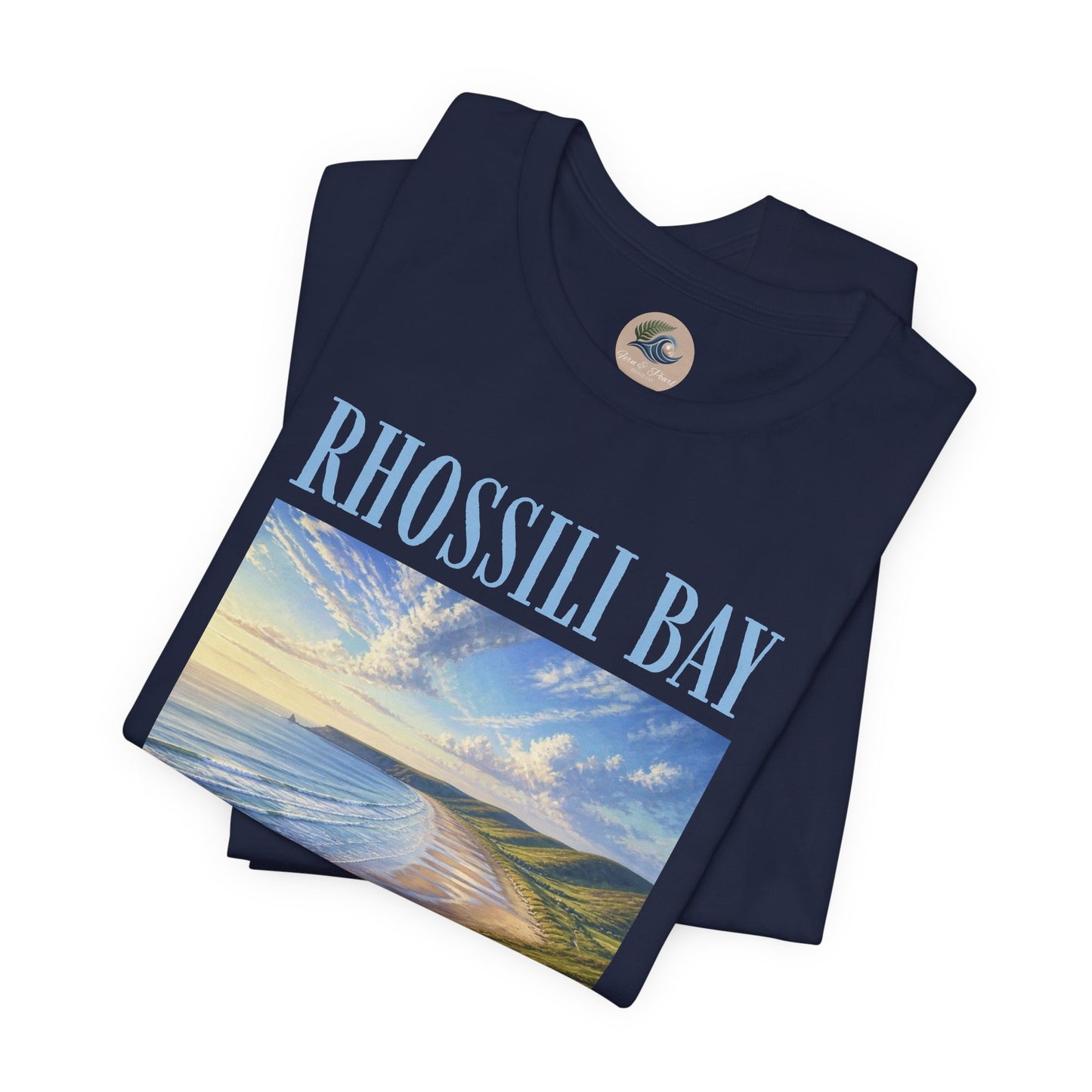 Rhossili Bay Scenic Tee — Coastal Landscape Graphic T-Shirt
