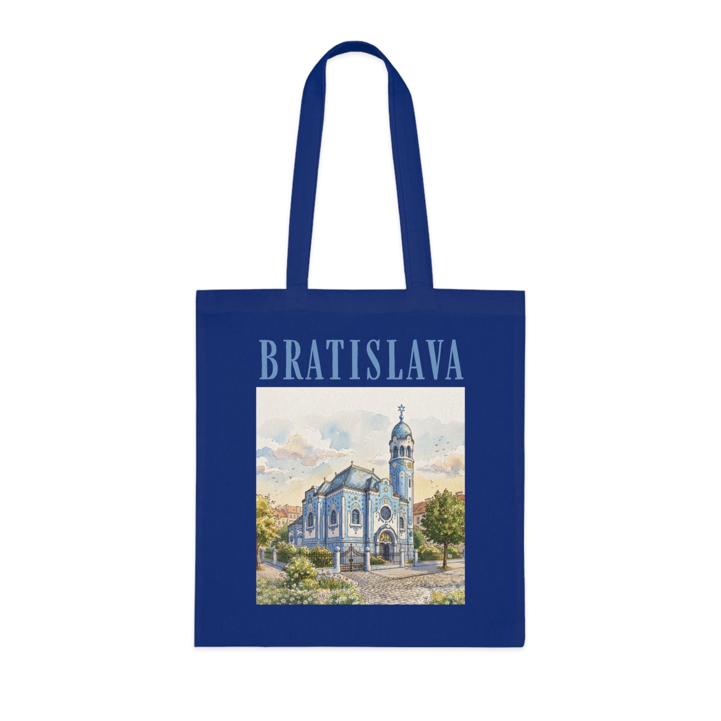 Bratislava Watercolor Cathedral Tote Bag – Travel Souvenir Cotton Shopper