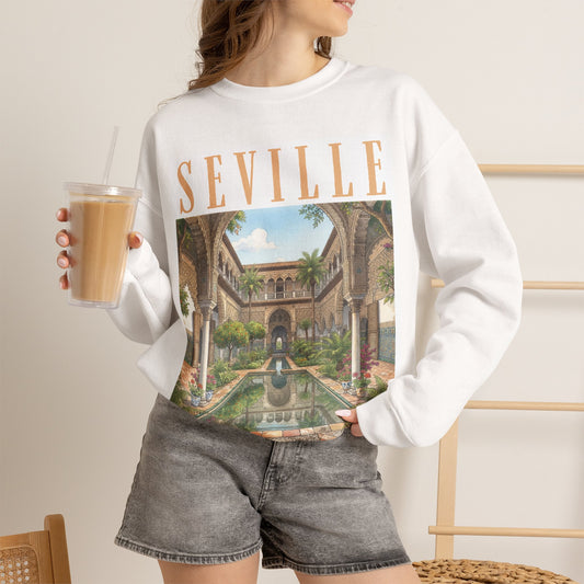 Seville Courtyard Sweatshirt – Vintage Spanish Architecture Crewneck