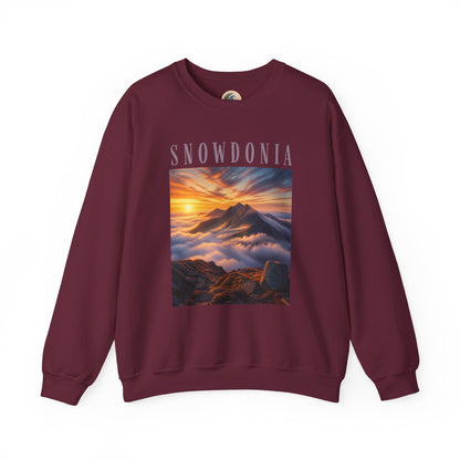 Snowdonia Sunset Crewneck Sweatshirt — Scenic Mountain Graphic