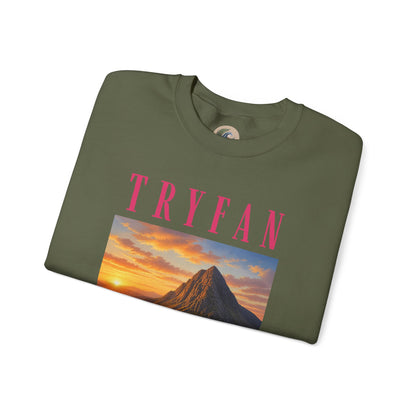 Tryfan Mountain Sweatshirt — Scenic Snowdonia Sunset Landscape Crewneck