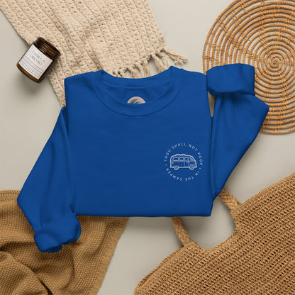 Cozy Camper Crewneck Sweatshirt — Van Life Humour Chest Graphic