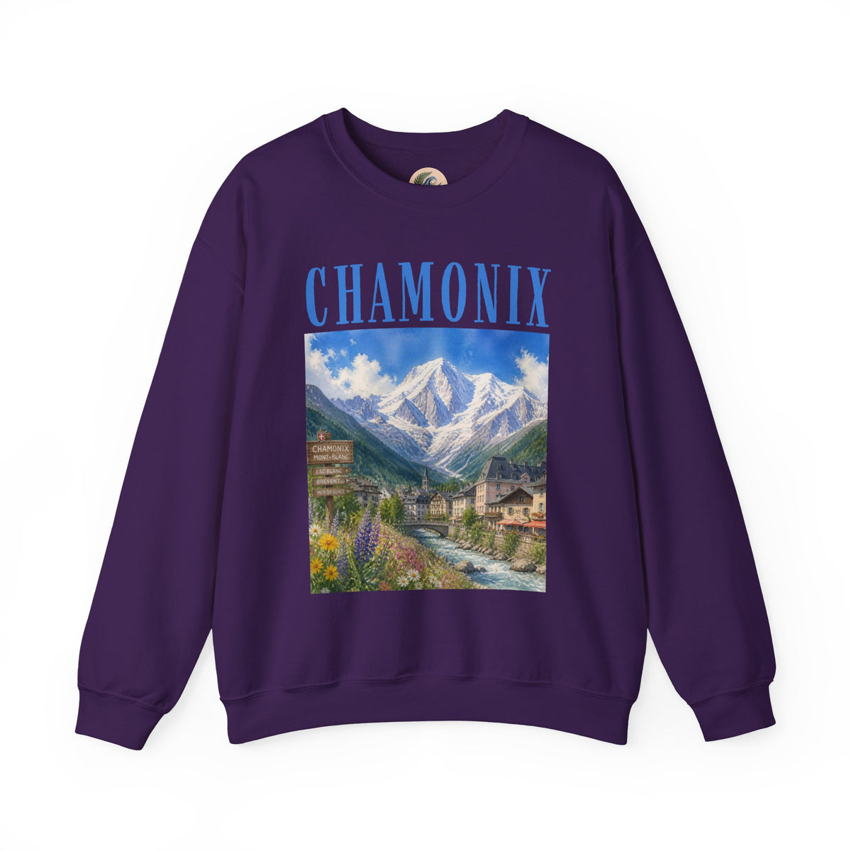 Chamonix Mountain Crewneck Sweatshirt — Alpine Scenic Graphic