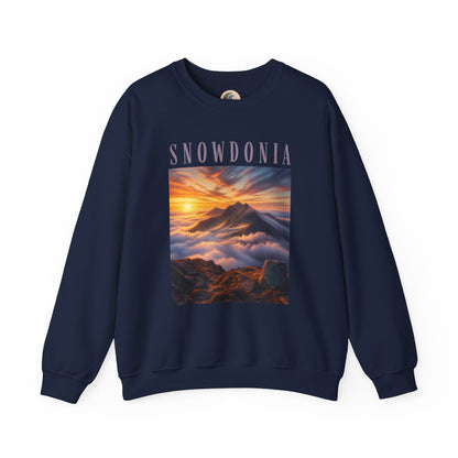 Snowdonia Sunset Crewneck Sweatshirt — Scenic Mountain Graphic