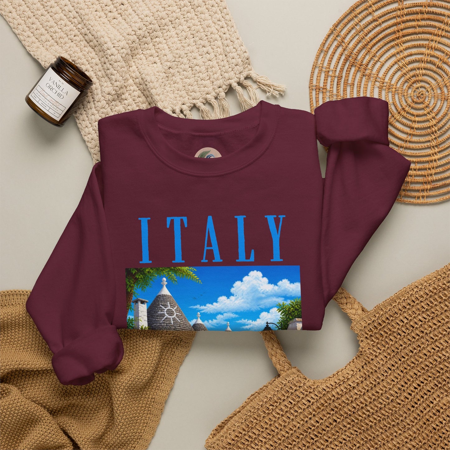 Italy Alberobello Scenic Sweatshirt — Trulli Village Travel Crewneck