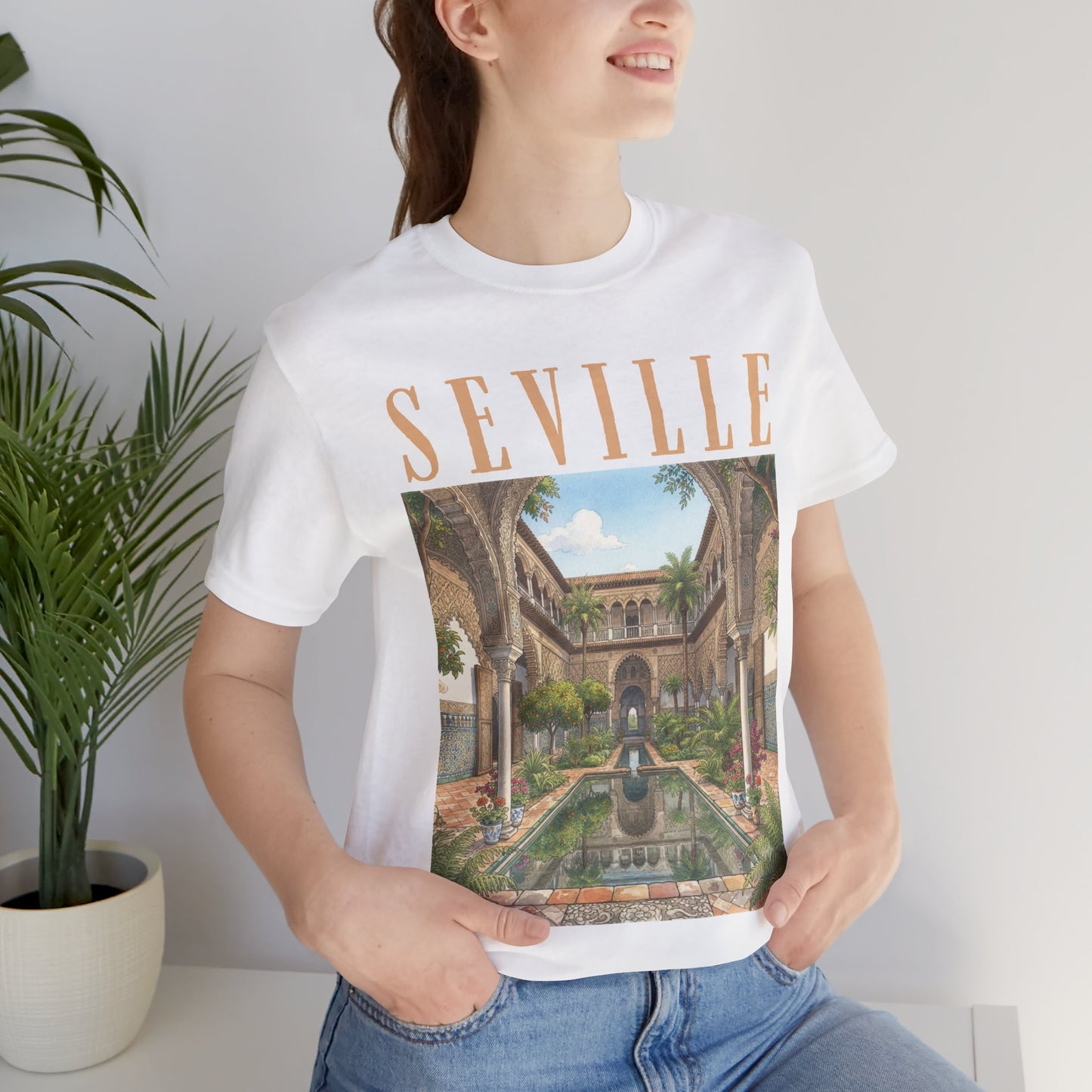 Seville Courtyard Tee — Vintage Andalusian Travel T‑Shirt