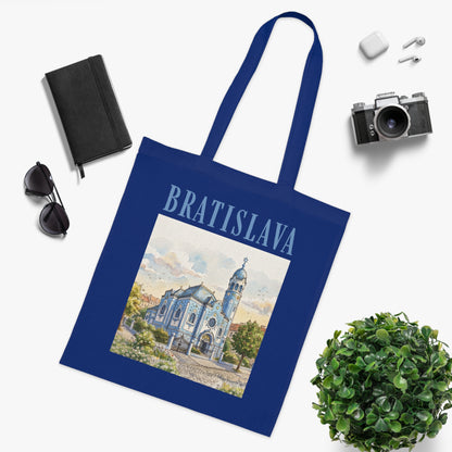 Bratislava Watercolor Cathedral Tote Bag – Travel Souvenir Cotton Shopper