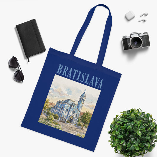 Bratislava Watercolor Cathedral Tote Bag – Travel Souvenir Cotton Shopper