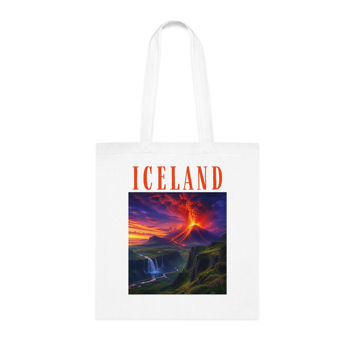 Iceland Scenic Cotton Tote — Volcanic Sunset Landscape Travel Bag