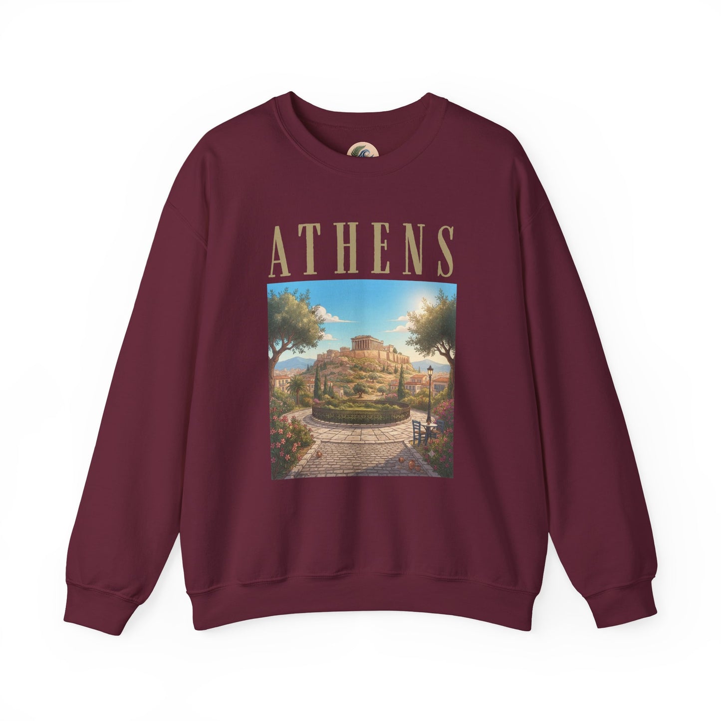 Athens Scenic Crewneck Sweatshirt — Vintage Greece Travel Pullover