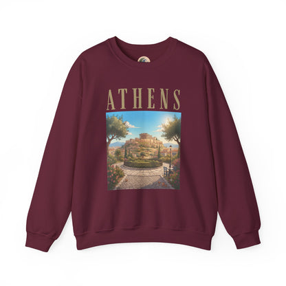 Athens Scenic Crewneck Sweatshirt — Vintage Greece Travel Pullover