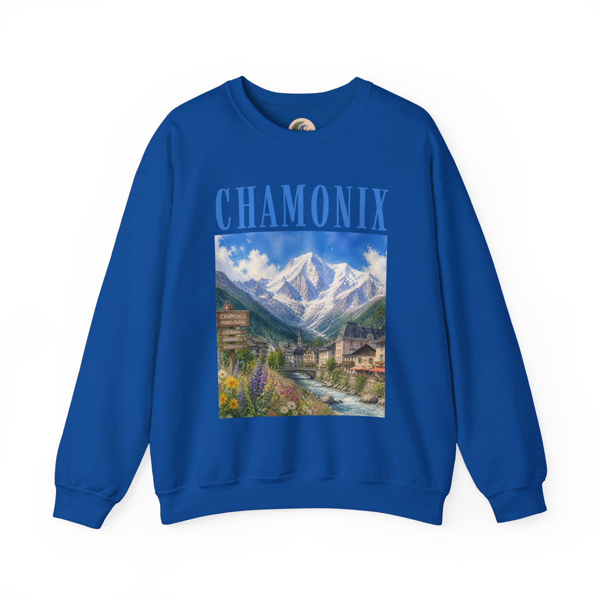 Chamonix Mountain Crewneck Sweatshirt — Alpine Scenic Graphic