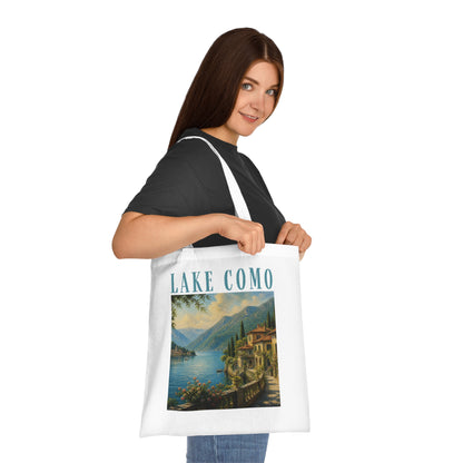 Lake Como Scenic Cotton Tote Bag – Vintage Travel Poster Design