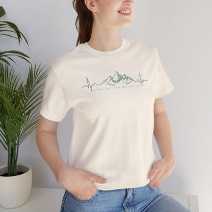Mountain Heartbeat T‑Shirt — Heartbeat EKG Mountains Graphic Tee