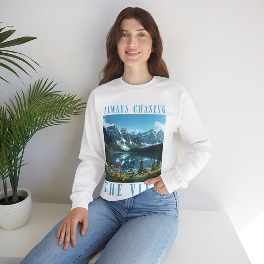 Always Chasing the View - Lake Oeschinese Mountain Crewneck