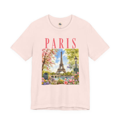 Paris Floral Eiffel Tower Tee — Vintage Romantic France T-Shirt
