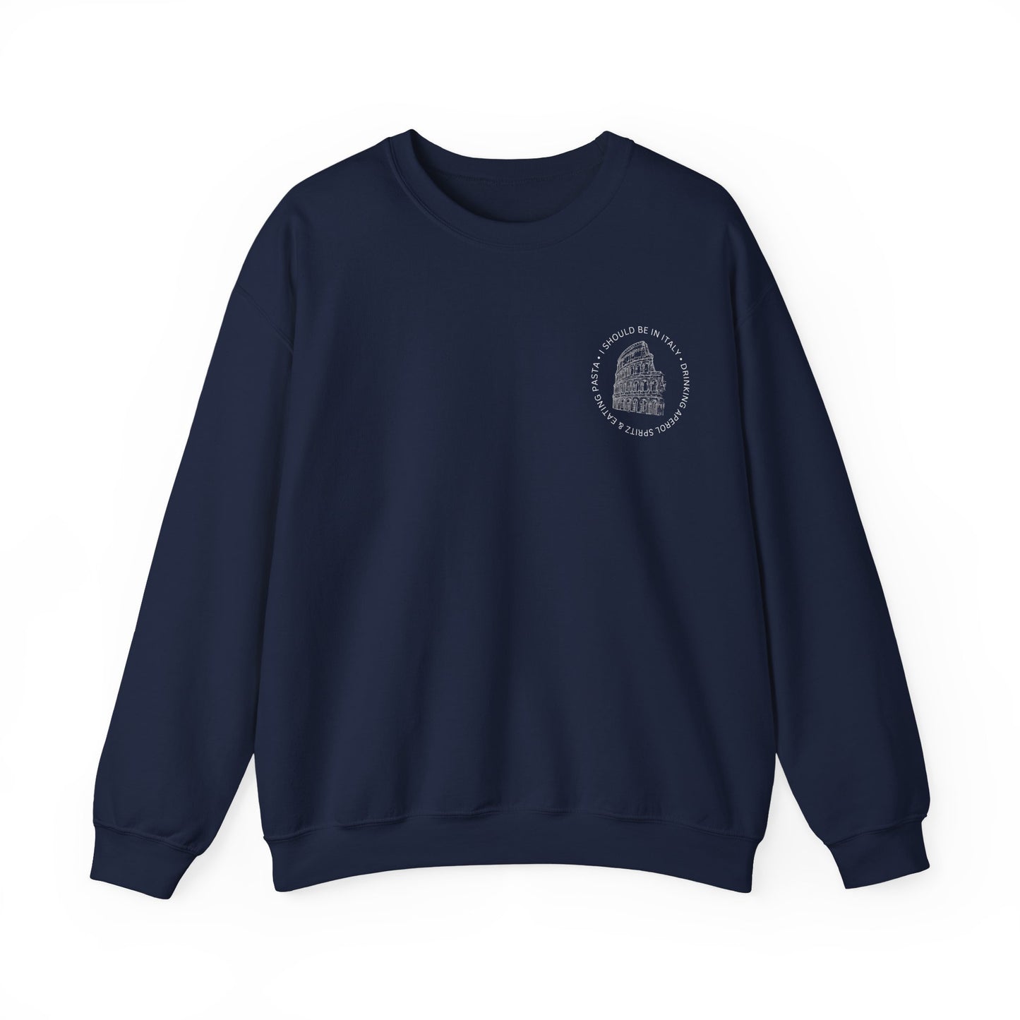 Cozy Italy Crewneck Sweatshirt with Small Chest Badge Design