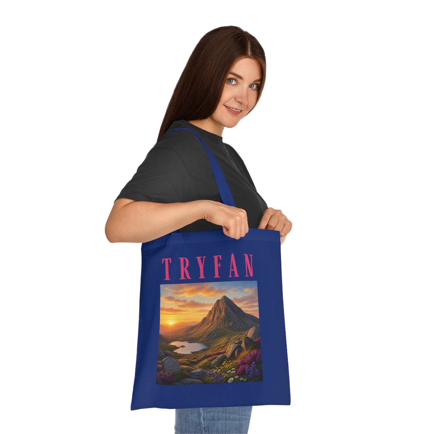 Tryfan Mountain Cotton Tote — Scenic Snowdonia Sunset Landscape Tote Bag