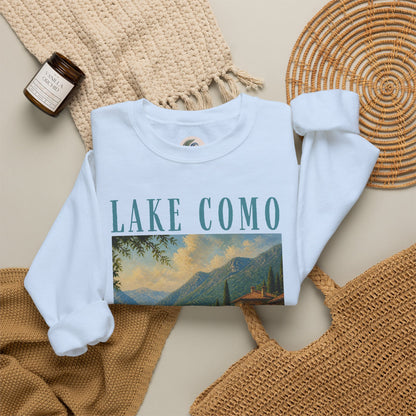 Lake Como Vintage Crewneck Sweatshirt — Scenic Italian Lake Graphic