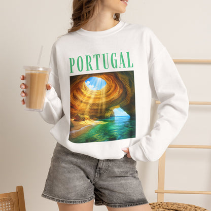 Portugal Benagil Cave Crewneck Sweatshirt — Coastal Travel Graphic Pullover