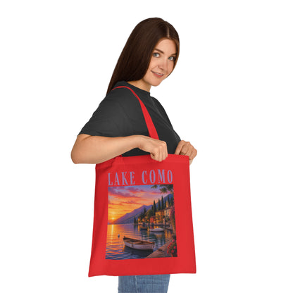 Lake Como Sunset Tote Bag — Italian Lakeside Travel Cotton Tote