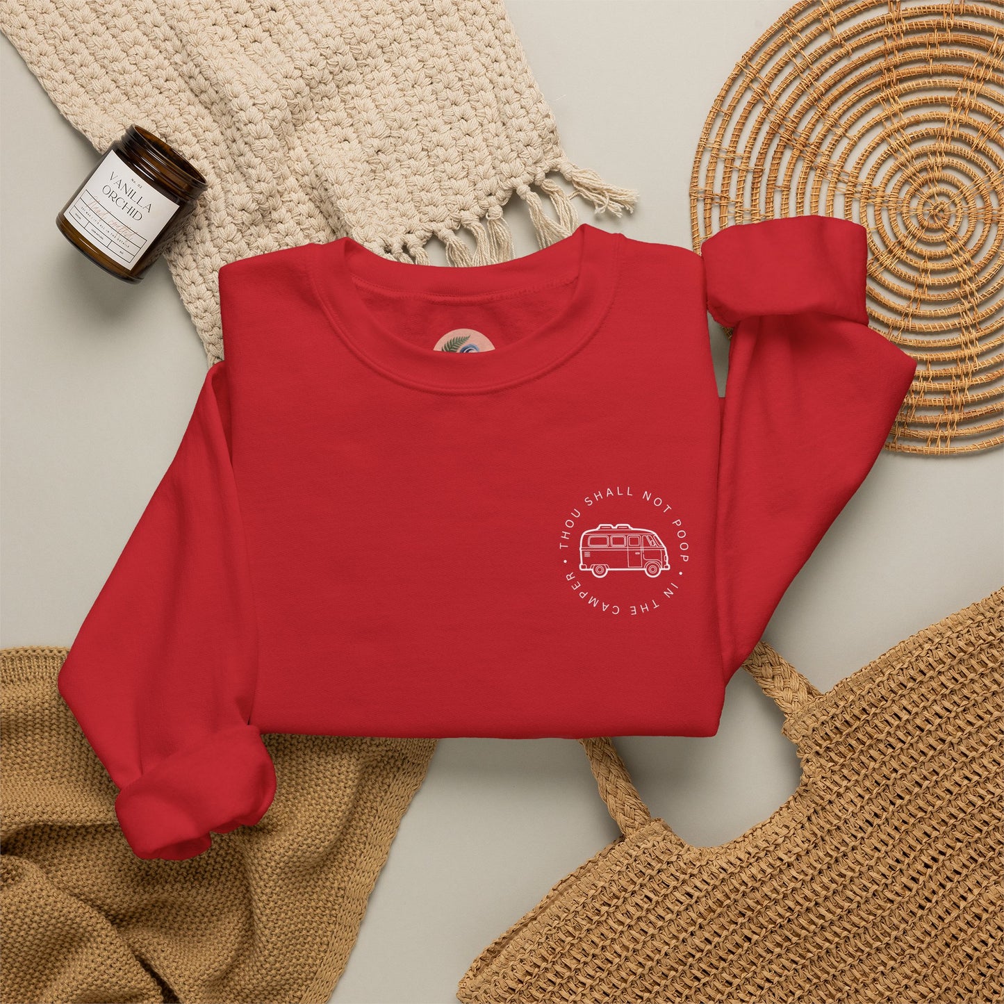 Cozy Camper Crewneck Sweatshirt — Van Life Humour Chest Graphic