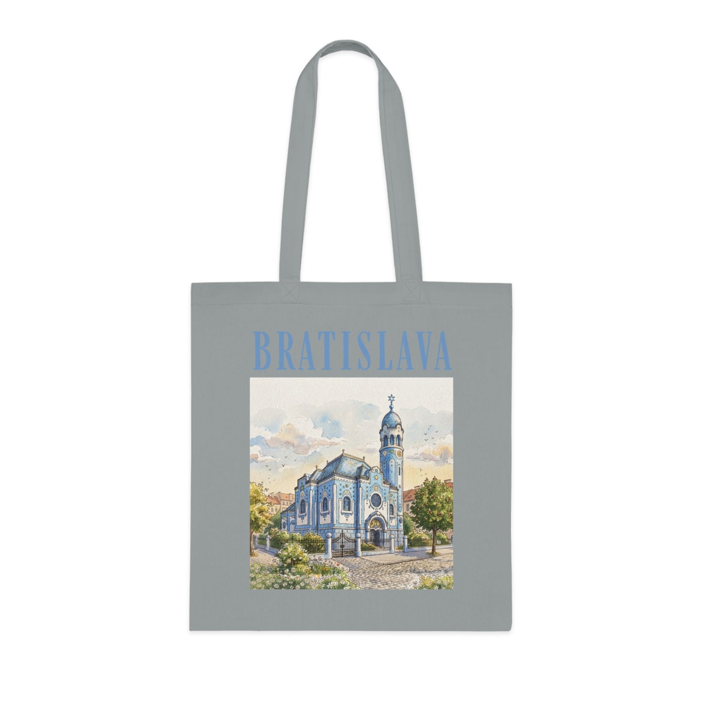 Bratislava Watercolor Cathedral Tote Bag – Travel Souvenir Cotton Shopper
