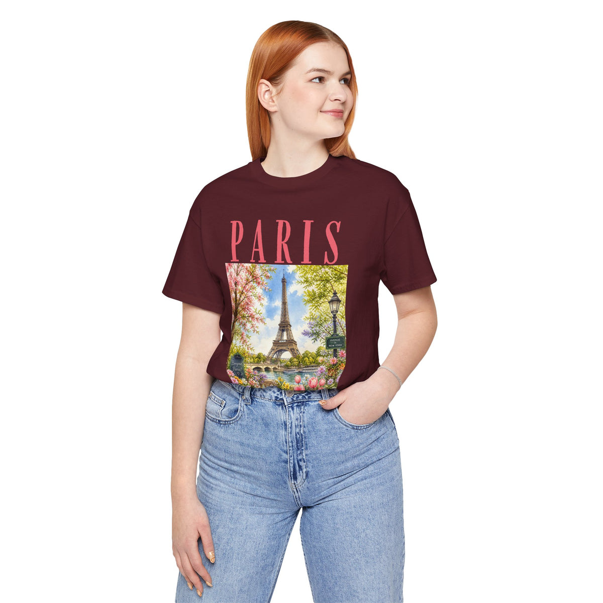 Paris Floral Eiffel Tower Tee — Vintage Romantic France T-Shirt